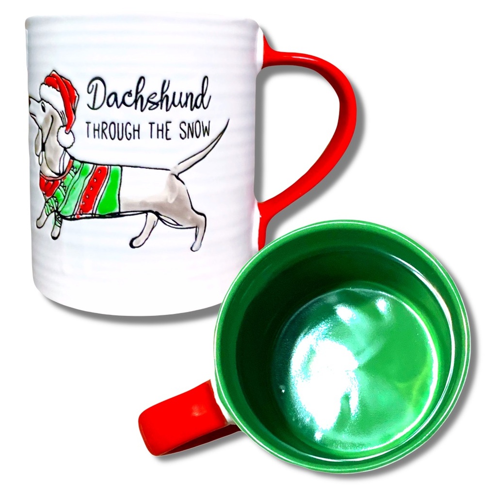 Dachshund 16oz Holiday Mug ❅ THROUGH THE SNOW